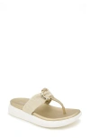 Reaction Kenneth Cole Tina Thong Sandal In Soft Gold Canvas