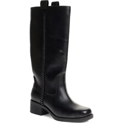 Reaction Kenneth Cole Underhill Knee High Faux Leather Boot In Black