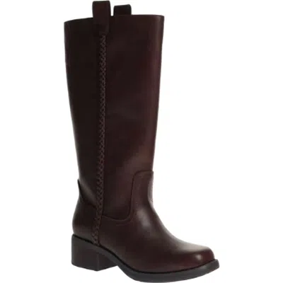 Reaction Kenneth Cole Underhill Knee High Faux Leather Boot In Brown