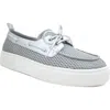 Reaction Kenneth Cole Zelda Boat Shoe In Silver Mesh
