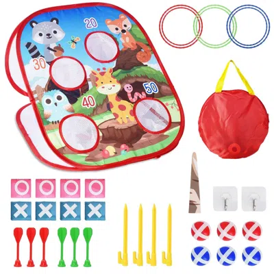 Readado 5 In 1 Bean Bag Toss Game Toy Corn Hole Game Beanbag Toss Game Dart Board Game Loop Toss Game Outdoo