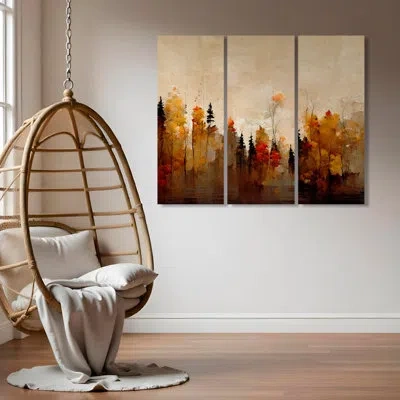 Ready2hangart A Forest In Autumn By Treechild - 3 Piece Picture Frame Print Set On Wood