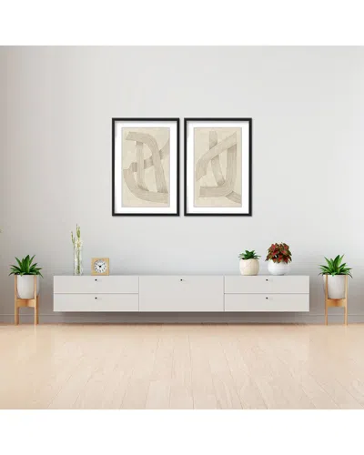 Ready2hangart Abstract Sophisticated Line Diptych By Lucrecia Caporale Wall Art In Neutral