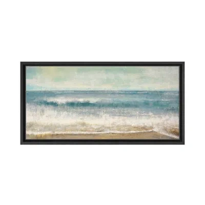 Ready2hangart Beach Memories By Norman Wyatt Jr. - Floater Frame Painting In Blue,beige,soft White