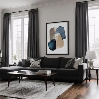 Ready2hangart Blue Brown Blocks By Kathrin Pienaar - Picture Frame Print On Wood