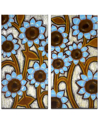 Ready2hangart Blue Sunflowers 2pc Wrapped Canvas Wall Art By Norman Wyatt In Multi