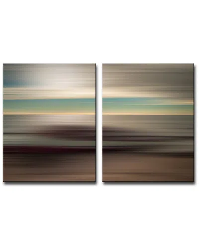 Ready2hangart Blur Stripes Xli 2 Piece Wrapped Canvas Wall Art Set In Brown