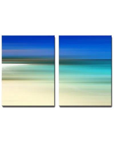 Ready2hangart Blur Stripes Xlvii 2pc Wrapped Canvas Wall Art By Tristan Scott In Blue