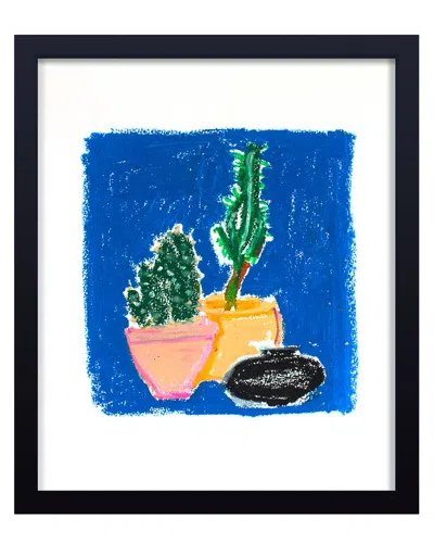 Ready2hangart Cactus In Blue Framed Print Wall Art In Multi