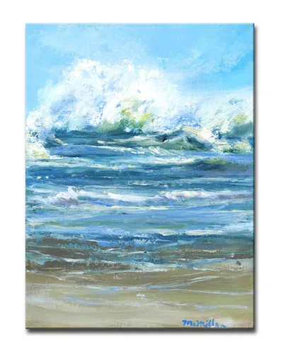 Ready2hangart Crashing Wave Wrapped Canvas Wall Art By Leslie Owens In Blue