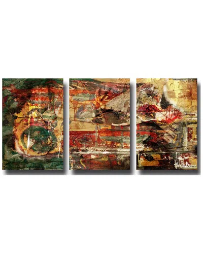 Ready2hangart Earth Tone Abstract Ii 3pc Wrapped Canvas Wall Art By Tristan Scott