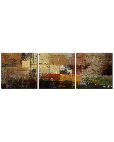 Ready2hangart Earth Tone Abstract Iv 3pc Wrapped Canvas Wall Art By Tristan Scott
