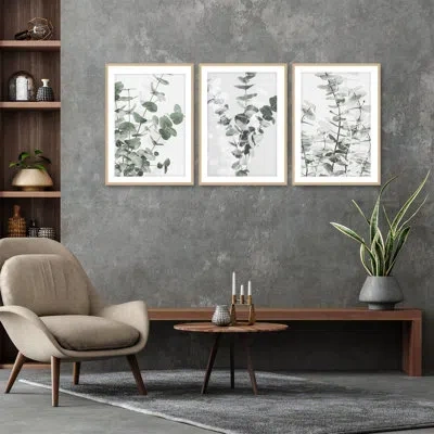 Ready2hangart Eucalyptus By Studio Iii - 3 Piece Picture Frame Print Set On Wood In White;green