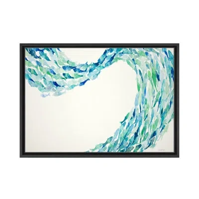 Ready2hangart Flow By Norman Wyatt Jr. - Floater Frame Painting In Blue;green;gray