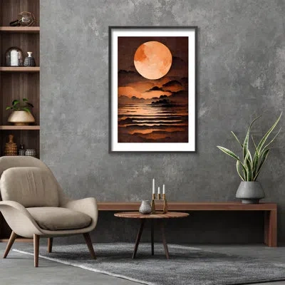 Ready2hangart Full Moon By Treechild - Picture Frame Print On Wood In Black;white