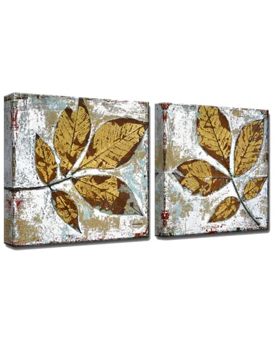 Ready2hangart Gilded Autumn Leaves 2pc Wrapped Canvas Wall Art By Norman Wyatt
