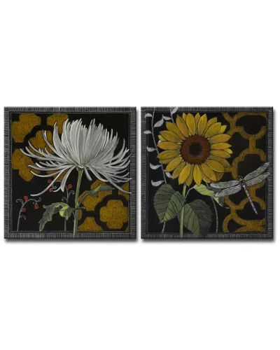 Ready2hangart Gilt Slate Flora Iii/iv 2pc Wrapped Canvas Wall Art By Norman Wyatt