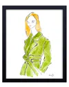 Ready2hangart Girl In Avocado Trench Framed Print Wall Art