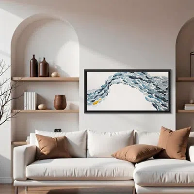 Ready2hangart Goldfish By Norman Wyatt Jr. - Floater Frame Painting In Blue;gray;gold