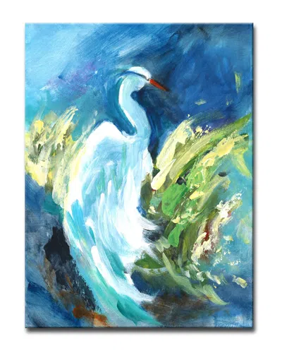 Ready2hangart Heron In Color Wrapped Canvas Wall Art By Leslie Owens In Blue