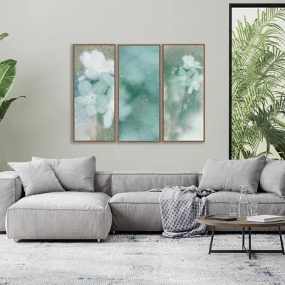 Ready2hangart Manifesto Of Smaller Elegance By Delphine Devos - 3 Piece Picture Frame Print Set On Wood In Blue;green