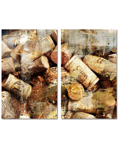 Ready2hangart Never Enough Corks 2 Piece Wrapped Canvas Wall Art Set In Brown