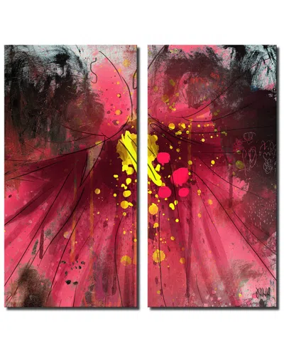 Ready2hangart Painted Petals Lv Canvas Wall Art By Tristan Scott In Red