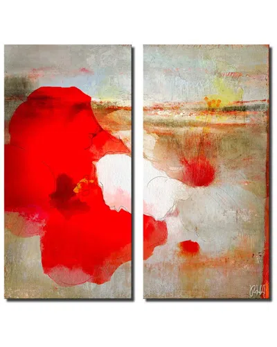 Ready2hangart Painted Petals Lxii Wrapped Canvas Wall Art By Tristan Scott In Red