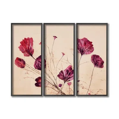 Ready2hangart "purple Flowers" Framed 3-piece Wall Art Set By Treechild