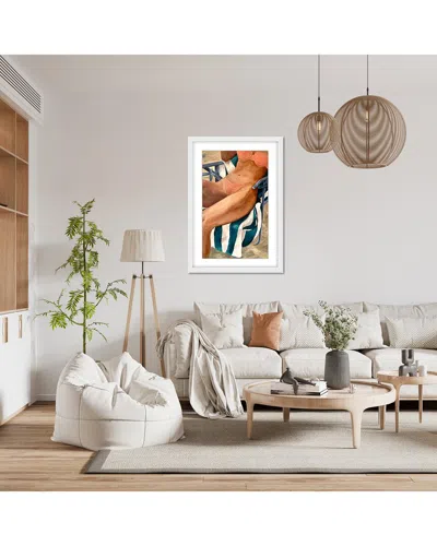 READY2HANGART RIVIERA RETREAT: WOMAN LOUNGING ON BEACH TOWEL & CHAIR BY MARINA DORGAN WALL  ART