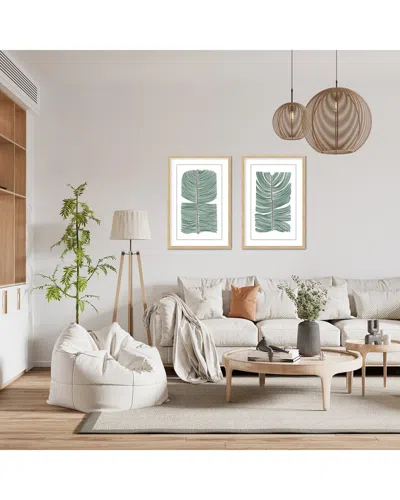 Ready2hangart Tropical Tranquility: Abstract Leaves Diptych By Gypseavillage Wall Art In Brown