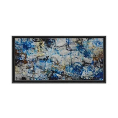 Ready2hangart White Water By Norman Wyatt Jr. - Floater Frame Painting In Blue;brown;gray