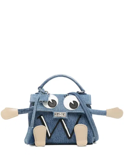 Readymade Appliqué-detail Denim Shoulder Bag In Blau