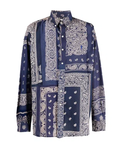 Readymade Bandana Patchwork Cotton Shirt In Gray