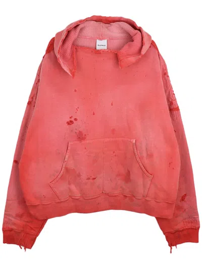 Readymade Distressed Hoodie In Red