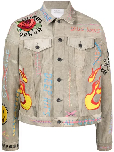 Readymade Graphic-print Button-up Jacket In Neutrals