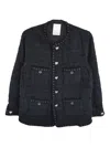 Readymade Heart-button Tweed Jacket In Black
