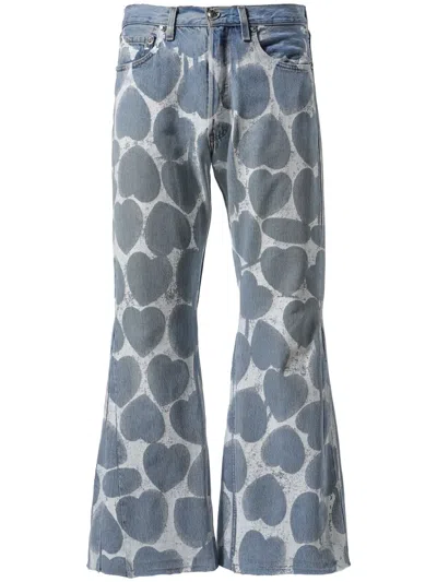 Readymade Heart-print Bootcut Jeans In 蓝色