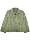 Readymade Herringbone Shirt Jacket In Green