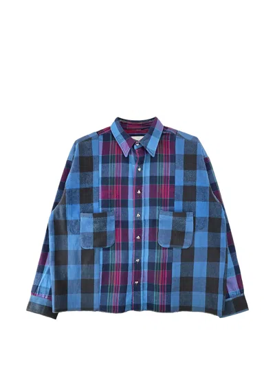 Readymade Patchwork Checked Shirt In Blue
