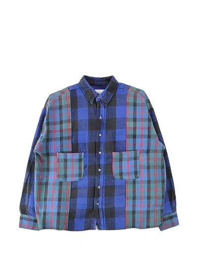 Readymade Patch-work Checked Shirt In Blue