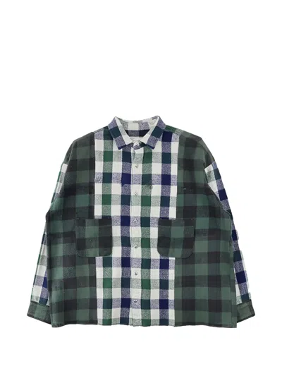 Readymade Patchwork Check-pattern Shirt In Green