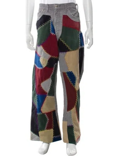 Pre-owned Readymade Patchwork Corduroy Moto Pants W/ Tags In Gray