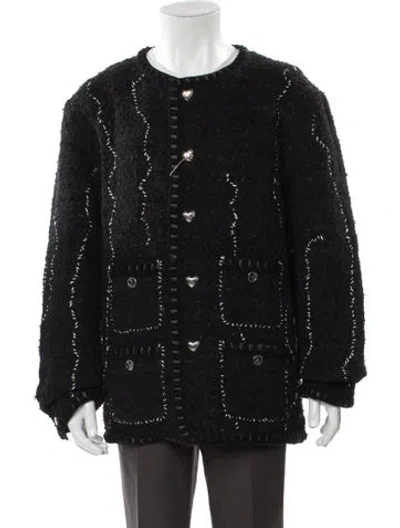 Pre-owned Readymade Polka Dot Print Moto Jacket W/ Tags In Black