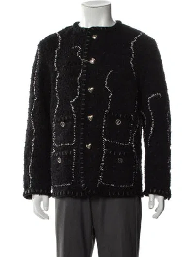 Pre-owned Readymade Tweed Hobo Tweed Pattern Moto Jacket W/ Tags In Black