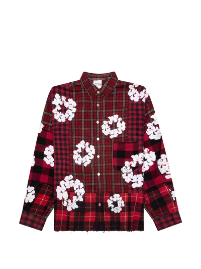 Readymade X Denim Tears Floral-embroidered Checked Shirt In Multi