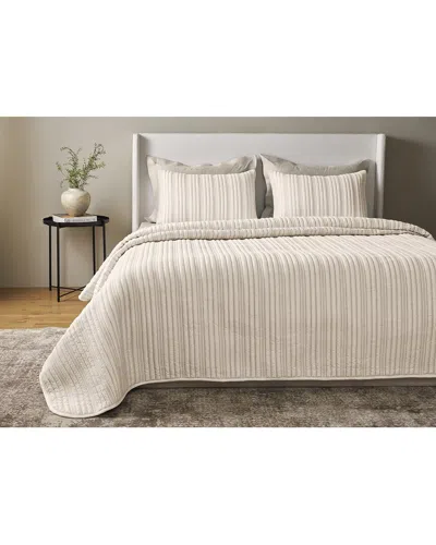 Ready-to-bed By Ann Gish 210 Thread Count Rib Coverlet Set In Neutral
