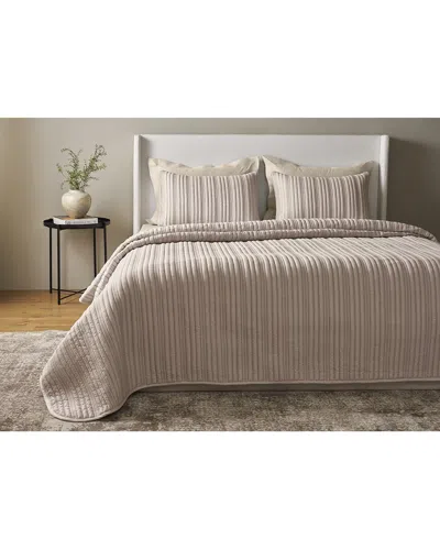 Ready-to-bed By Ann Gish 210 Thread Count Rib Coverlet Set In Brown