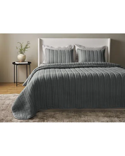 Ready-to-bed By Ann Gish 210 Thread Count Rib Coverlet Set In Gray