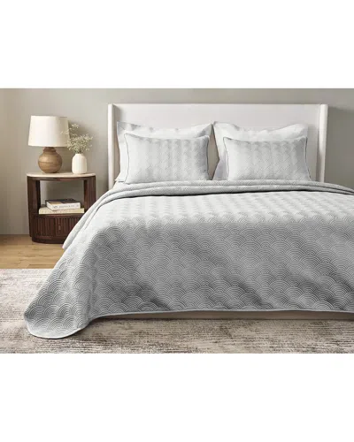 Ready-to-bed By Ann Gish 210 Thread Count Scallop Coverlet Set In Gray